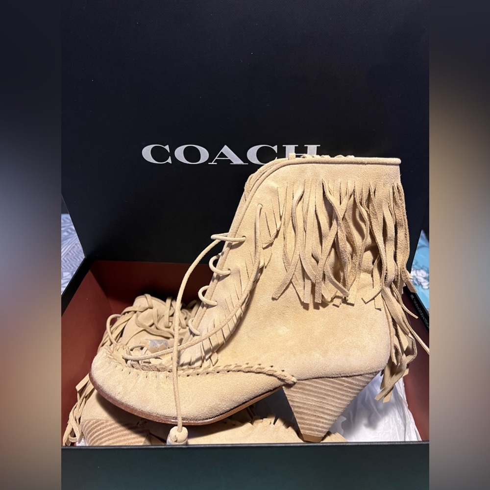 Coach Suede Fringed Booties
